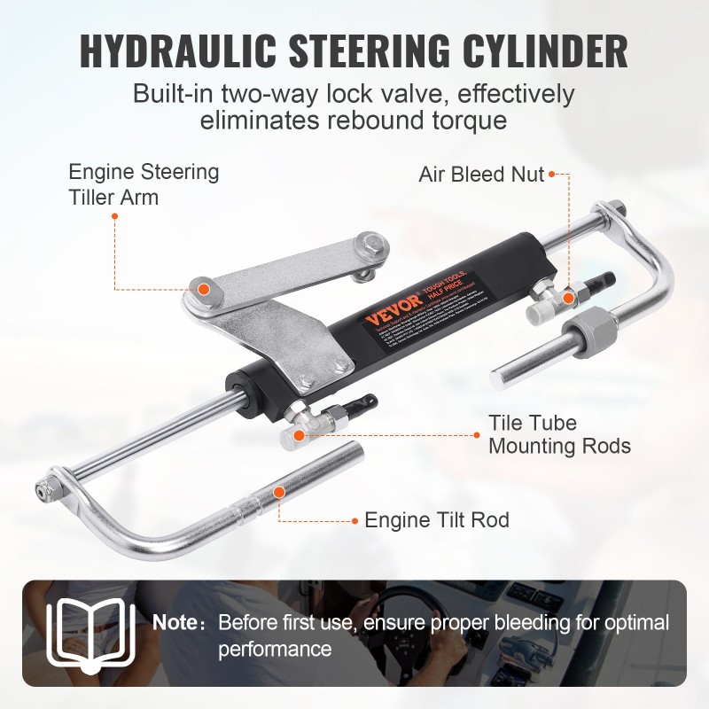 Hydraulinen perämoottorin ohjaussarja ohjauspumpulla kaksisuuntaisella lukitussylinterillä 6 m letkuilla 90HP