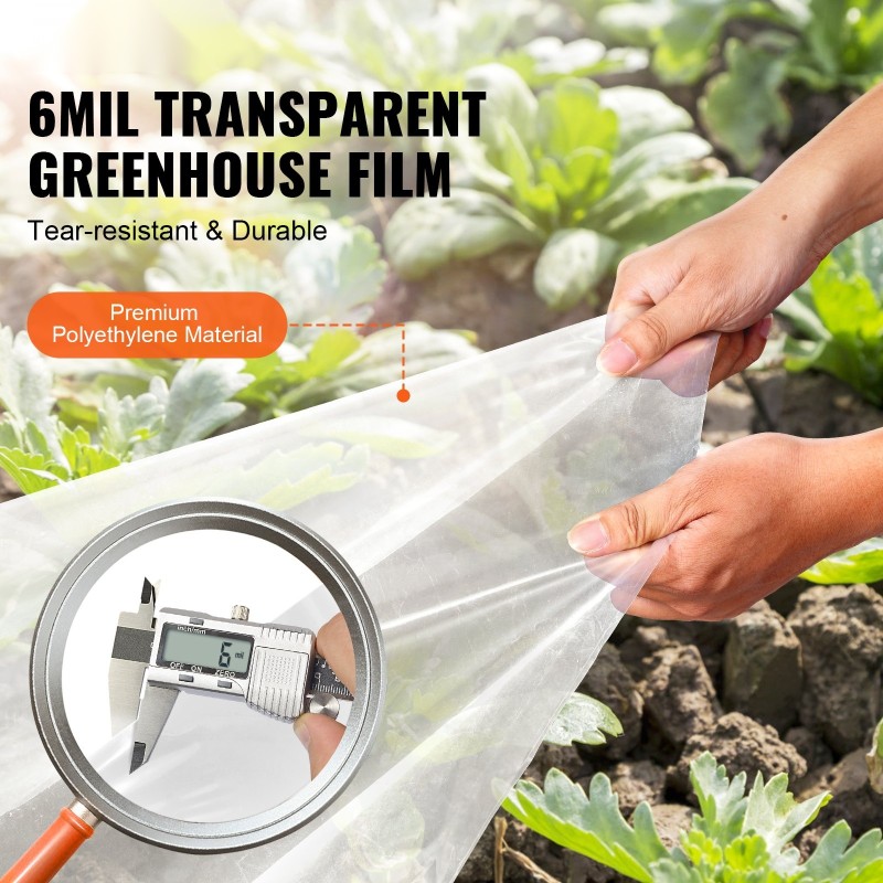 Kasvihuonemuovi polyeteeni 0,15 mm 3,66×15,24 m läpinäkyvä UV-suojattu
