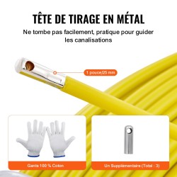 Lasikuituinen vetojousi 129,5 m 6,35 mm terästelineellä 3 vaihdettavaa vetopäätä eristävä rakenne