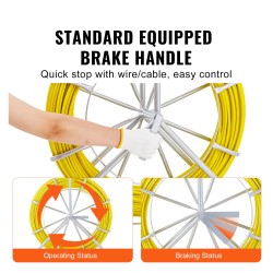 Lasikuituinen kaapelinvetojousi 200 m 6,35 mm teräksinen kelateline 3 vetopäätä putkiin