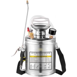 Käsipumppuruiskutin ruostumattomasta teräksestä neljän litran kotitalous- ja puutarhakäyttöön säädettävällä suuttimella