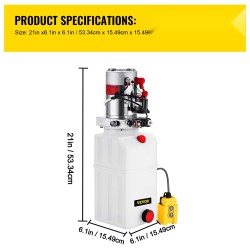 Yksitoiminen 12 voltin hydraulinen tehopakkaus 6 litran muovisäiliöllä ajoneuvonostoon