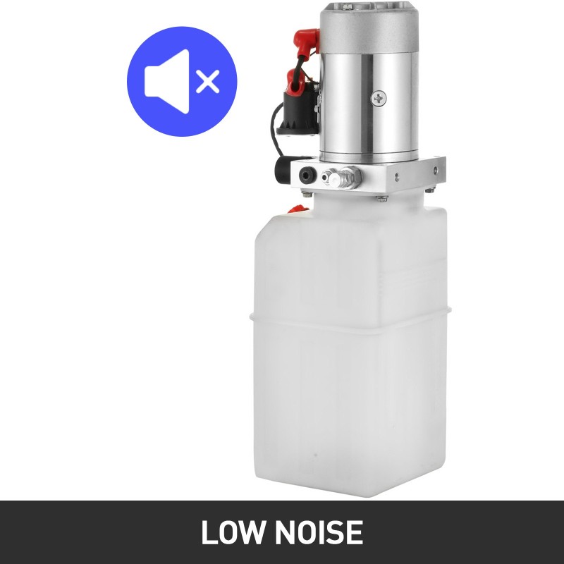 Yksitoiminen hydraulipumppu kahdentoista voltin seitsemän litran läpikuultavalla muovisäiliöllä
