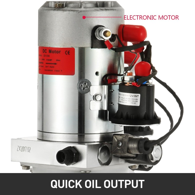 Yksitoiminen hydraulipumppu kahdentoista voltin seitsemän litran läpikuultavalla muovisäiliöllä