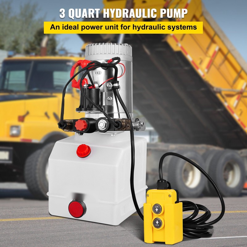 Hydraulipumppu kaksitoiminen 3 l muovisäiliö 12 V 1,6 kW