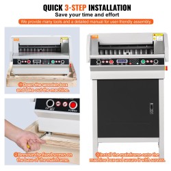 Sähkökäyttöinen paperileikkuri 450 mm leikkausleveys 40 mm paksuus LCD-näyttö automaattinen paperin työntö