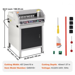 Sähkökäyttöinen paperileikkuri 450 mm leikkausleveys 40 mm paksuus LCD-näyttö automaattinen paperin työntö