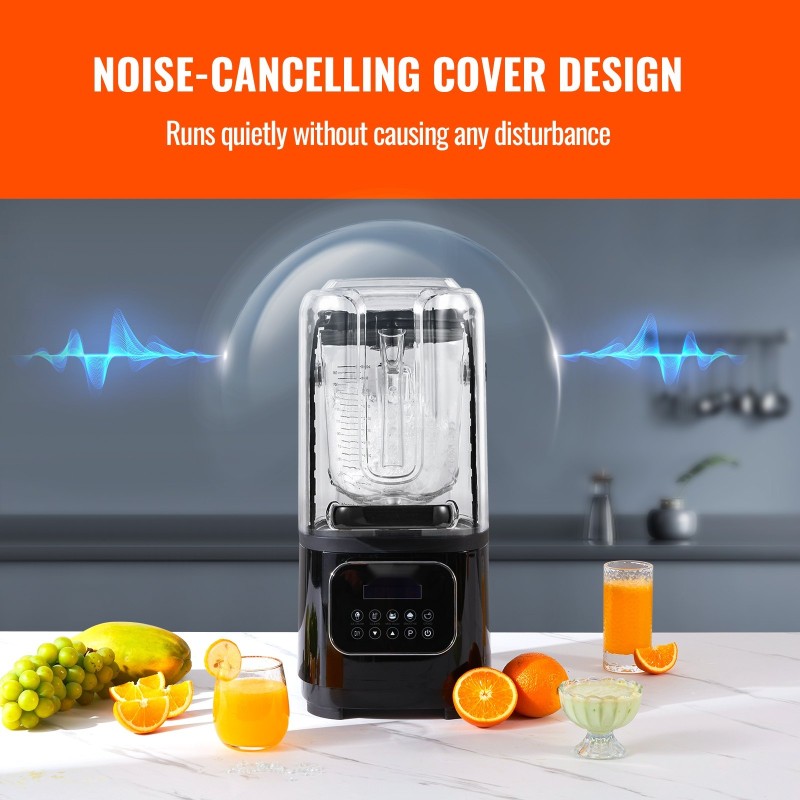 Ammattikäyttöinen pöytätehosekoitin lasikannu 2 l ruostumattomat teräsosat musta