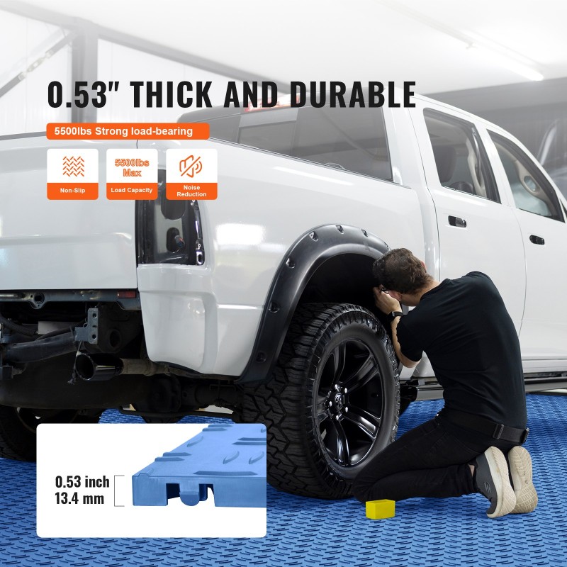 Lukittuvat PP-lattialaatat 305×305×13,4 mm 25 kpl sininen kaksipuolinen liukuestopinta autotalliin