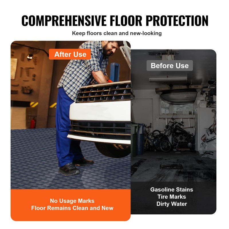 Autotallin lattialaatat PP 305x305x13.4 mm 50 kpl kaksipuolinen pintakuvio