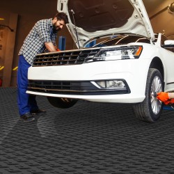 Autotallin lattiasuojalaatat lukittuvat polypropeeni 305x305x13,4 mm 25 kpl musta