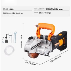 Seinäuratila 2500W 133 mm terä 41 mm leikkaussyvyys alumiinipää vesipumpulla