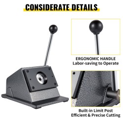 Graafinen reikäleikkuri 44 mm valurautarunko hiiliteräterällä käsikäyttöinen rintanappien valmistukseen leikkuupaksuus 1,5 mm