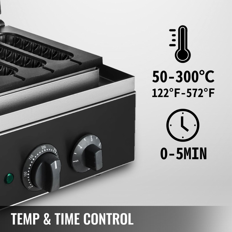 Maissikoira-vohvelirauta ammattilaiskäyttöön ruostumatonta terästä tarttumattomat paistolevyt kuusi kerralla