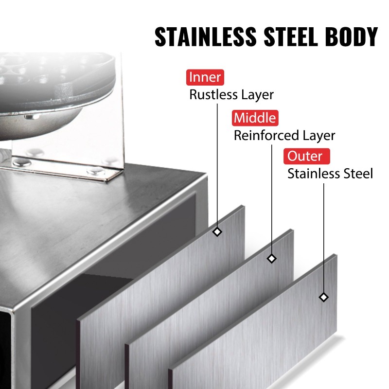 Kuplavohvelikone 1400 W ruostumaton teräsrunko 180 asteen kääntyvät paistolevyt 30x20 cm