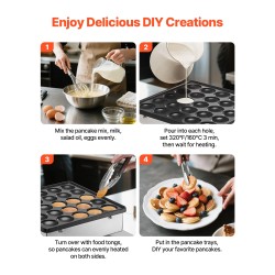 Sähköinen minipannukakkukone ruostumaton teräs 25 pientä pannukakkua säädettävä lämpötila ajastin