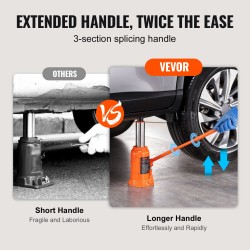 Hydraulinen pullotunkki 20 tonnia nostokorkeus 240–450 mm kolmiosainen varsi