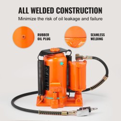 Pullotunkki ilmahydraulinen 20 tonnia 265–500 mm nostokorkeus ilma ja käsikäyttö