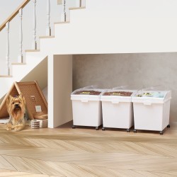 Säilytysastiat polypropeenimuovi 40 l 3 kpl kuivaruokasäilytykseen pyörillä liukuva kansi kauha