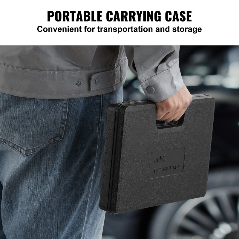 Kierretappi- ja kierretuppisarja 40-osainen metriset koot M3–M12 laakeriterästä