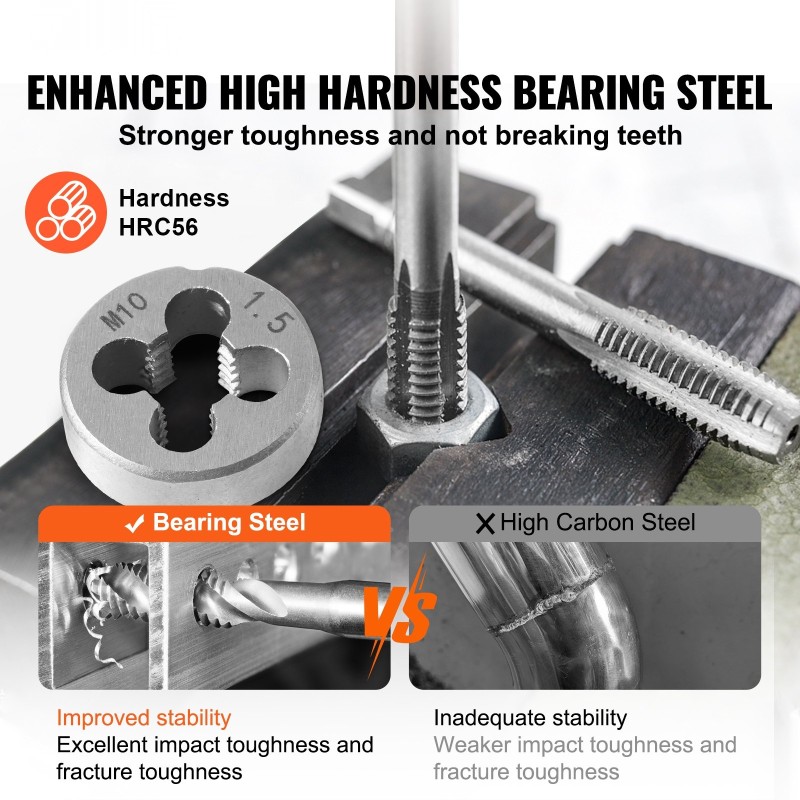 Kierretappi- ja kierrepakkaussarja 116 osaa laakeriterästä metrisiä ja SAE-kokoja säilytyslaukulla