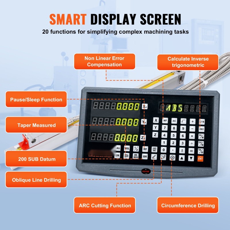 3-akselinen lineaarimittasarja näytöllä 250/500/600 mm 5μm resoluutio