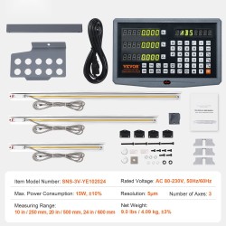 3-akselinen lineaarimittasarja näytöllä 250/500/600 mm 5μm resoluutio
