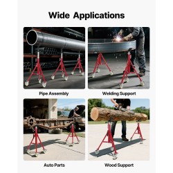 Teräs V-päinen putkiteline säädettävä korkeus 71–131 cm 400 kg lukittavat pyörät