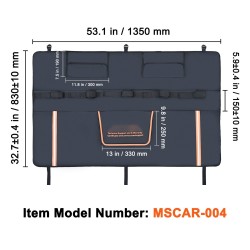 Takaluukun pyöräsuoja PVC-pinta yli 1350 mm lavalle 5 pyörää heijastinnauhat kameraaukko