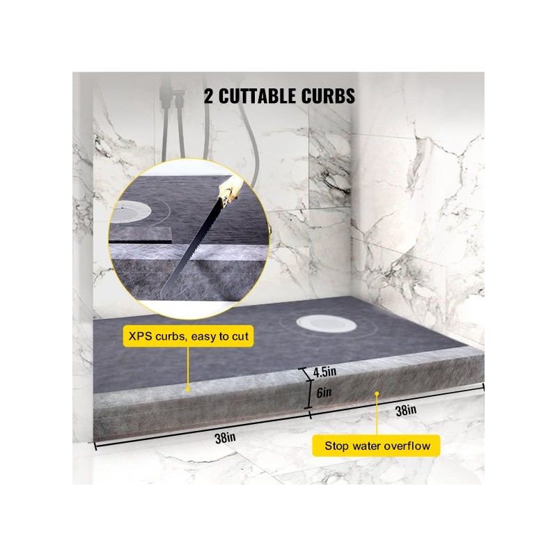 Suihkuvalulevysetti 965×1524 mm PVC laippa 2 XPS-kynnystä 304 ruostumaton teräs ritilä