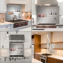 Liesituulettimen roiskesuoja ruostumatonta terästä 914x860 mm kahdella hyllyllä veitsitelineellä