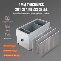 Rasvanerotin 201-ruostumaton teräs 11,3 kg kapasiteetti yläsisääntulo altaan alle keittiöihin