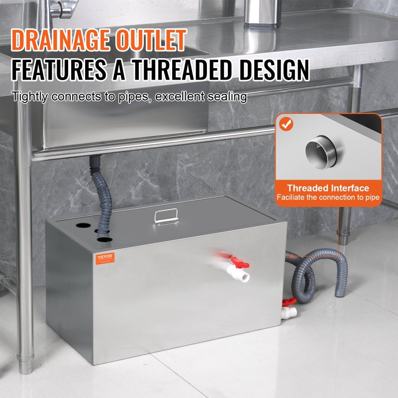 Rasvanerotin 201-ruostumaton teräs 11,3 kg kapasiteetti yläsisääntulo altaan alle keittiöihin