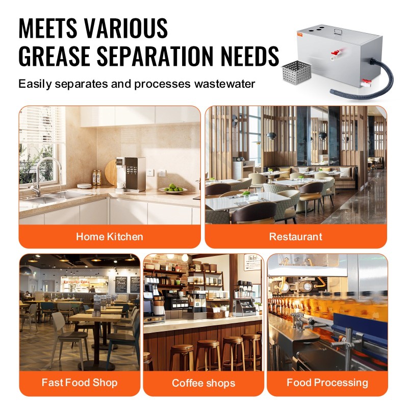 Rasvanerotin 201-ruostumaton teräs 11,3 kg kapasiteetti yläsisääntulo altaan alle keittiöihin