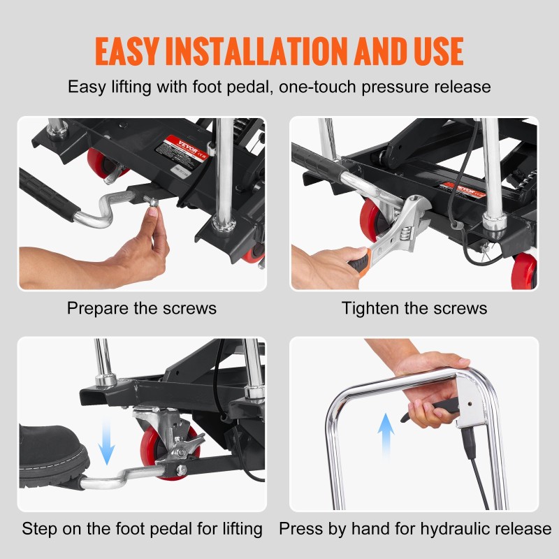 Hydraulinen saksinostopöytä 230 kg kantavuus 220–720 mm nostokorkeus lukittavat pyörät