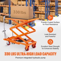 Hydraulinen saksinostovaunu pulverimaalattu teräs 150 kg nostokorkeus 275–1270 mm liukumaton alusta