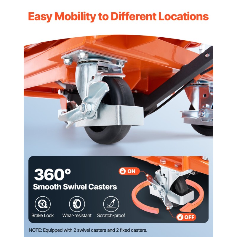 Manuaalinen hydraulinen nostopöytä teräsrunko 226,8 kg 300–1200 mm 700 x 450 mm
