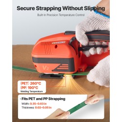 Sähkökäyttöinen vannekiristin PP ja PET vanteille 9–16 mm kaksi akkua digitaalinen näyttö