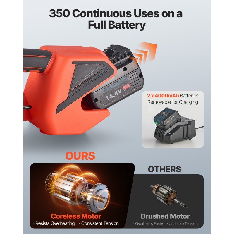 Sähkökäyttöinen vannekiristin PP ja PET vanteille 9–16 mm kaksi akkua digitaalinen näyttö