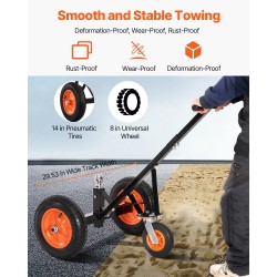 Peräkärryn siirtovaunu hiiliteräs 454 kg aisapaino 50,8 mm vetokuula 355,6 mm ilmakumit