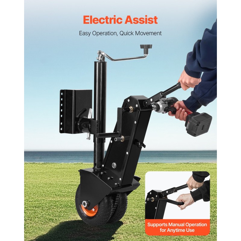 Perävaunun siirtovaunu hiiliteräs 227 kg korkeussäädettävä 330–590 mm 9 tuuman pneumaattinen rengas