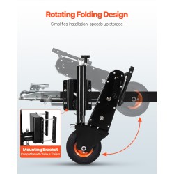 Perävaunun siirtovaunu hiiliteräs 227 kg korkeussäädettävä 330–590 mm 9 tuuman pneumaattinen rengas