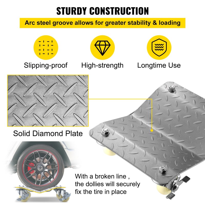 Ajoneuvon siirtovaunut 2 kpl teräs 500 kg vaunua kohti 406x305 mm