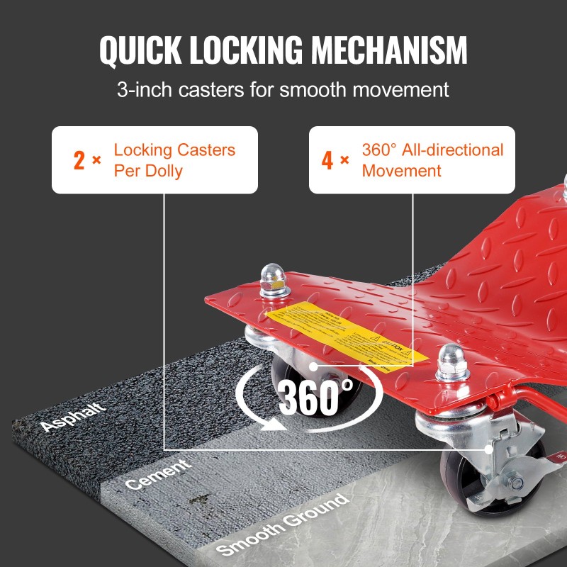 Rengasvaunasarja raskasta terästä 3,6 tonnin kantavuus 4 kappaletta kääntyvillä jarrupyörillä