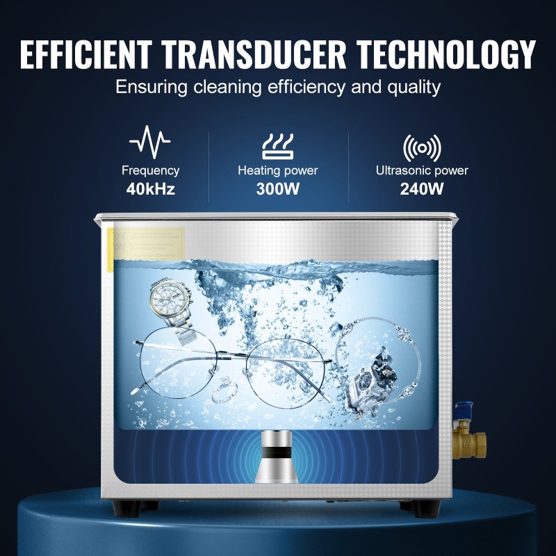 Ultraäänipesuri 10 l 304 ruostumaton teräs 40 kHz digitaalinen ajastin ja lämmitin