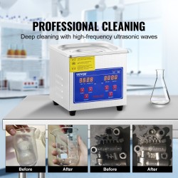Ultraäänipuhdistin 40 kHz ruostumatonta 304-terästä digitaalinen ajastin lämmitys koruille kelloille silmälaseille