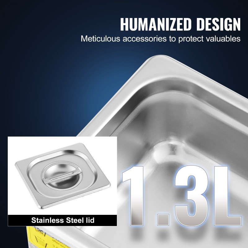 Ultraäänipuhdistin 40 kHz ruostumatonta 304-terästä digitaalinen ajastin lämmitys koruille kelloille silmälaseille