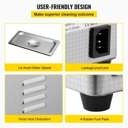 Ultraäänipesuri 0,8 l 304-ruostumaton teräsallas 40 kHz 24 W ajastin LED-näytöllä
