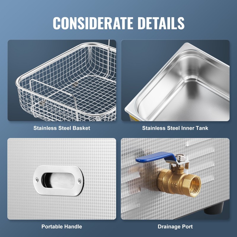 Ultrasoninen puhdistuskone 15 litraa 304-ruostumaton teräs 40 kHz 360W digitaalipaneeli kori
