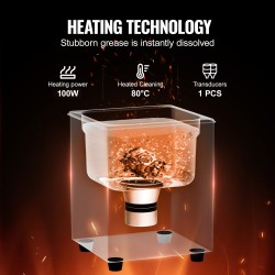 Ultraäänipuhdistin 1,3l 40kHz 50W ultraääni 50W lämmitys 304 ruostumaton teräs